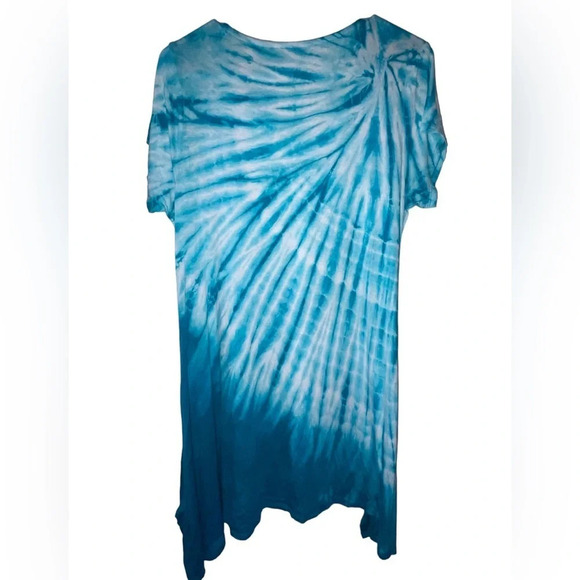SOFT SURROUNDINGS Tunic Mira Costa Turquoise Tie Dye Size Medium Boho Rhinestone - Picture 2 of 7